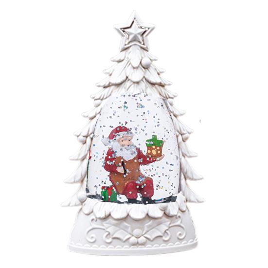 Christmas Snow Ball Lantern Lighted Santa And Christmas Tree Scene Glittering Water Snow Ball Decoration for Home Desktop Decor