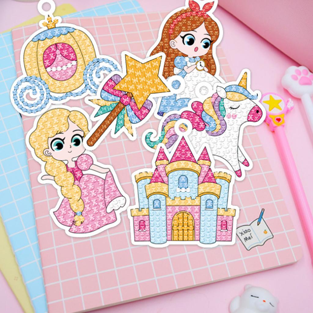 5D DIY Rhinestone Painting Keychain Set Cartoon Cute Rhinestone Painting Key Ring Ornament for Children