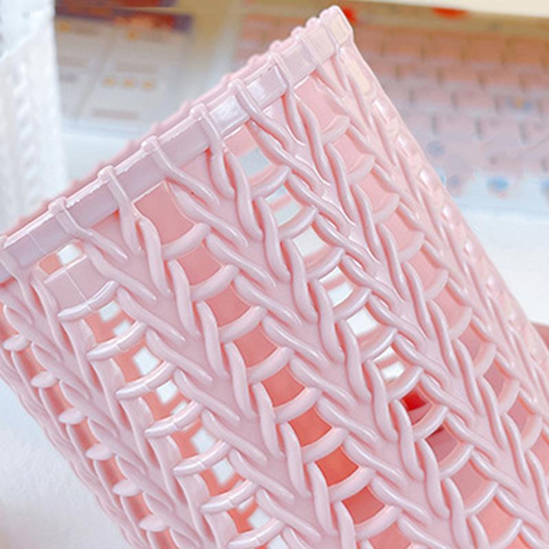 Creative Rattan Plastic Pen Holder Multi-Functional Hollow Boxes Desktop Office Stationery Bucket Pencil Container Storage Box