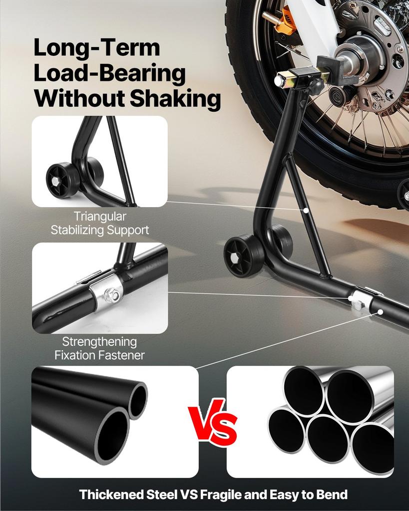 VEVOR Motorcycle Stand Lift, 1100lbs Capacity Front Rear Combo Stand Lift, Front Wheel Dual-Fork Stand, Rear U+L Fork Swingarm Spool Stand