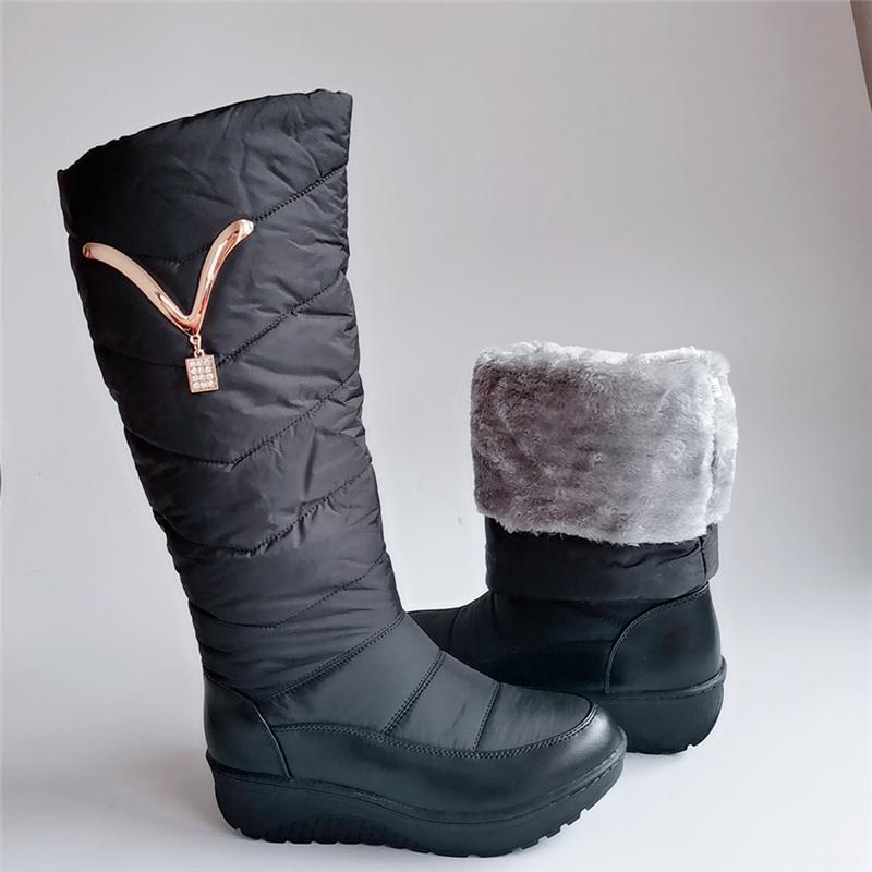 Warm Fur Plush Down Snow Boots Winter Shoes Women Mother Platform Waterproof Fashion Casual Knee High Boots Size 44 Comfortable