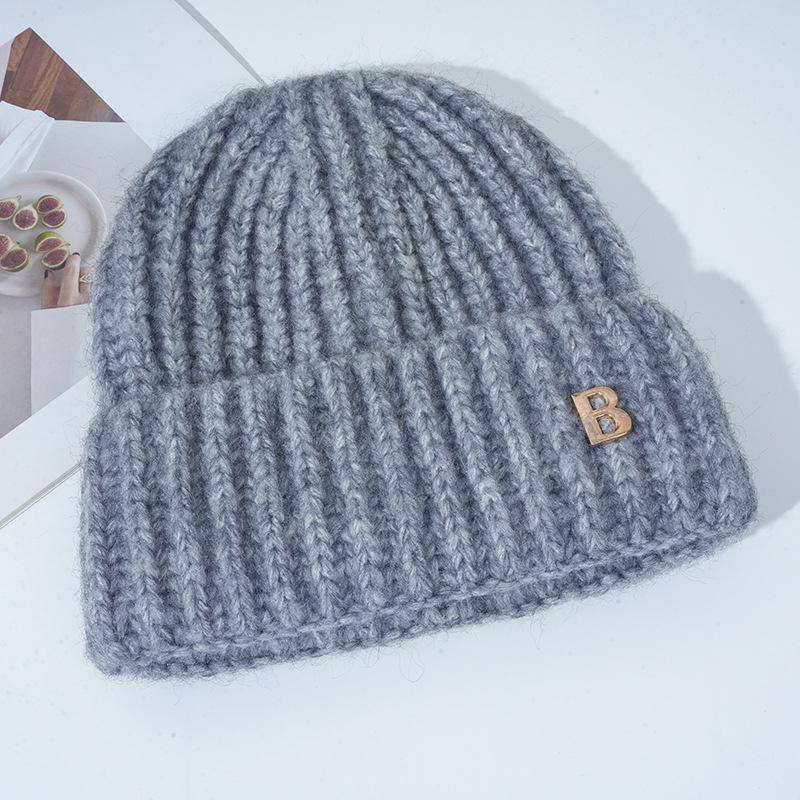 New Hat for Women's Warm Winter Knitted Hat Korean Version of Versatile Big Head Circumference Windproof Ear Protection Wool Hat