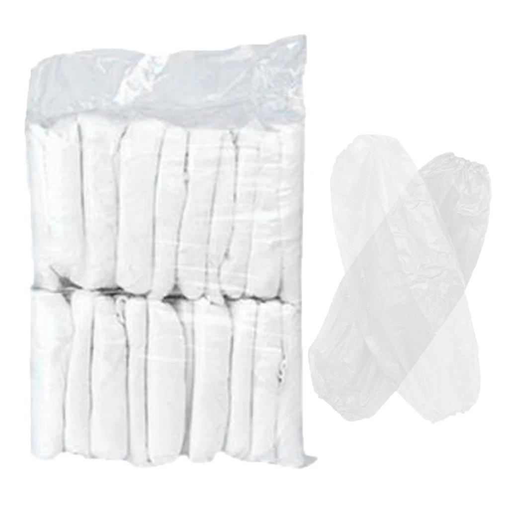 

100x одноразовых нарукавников, защитные маслостойкие нарукавники с эластичным запястьем для кухни и ресторана прозрачный