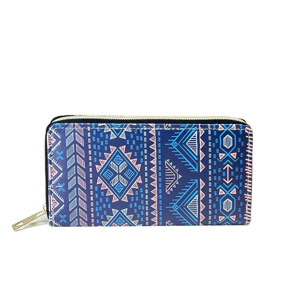 Representative Mark Ethnic Style Bohemian Wood Grain Long Zipper Wallet Clutch Bag Change