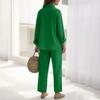 Fashion Women's Color Set, Women's Imitation Cotton And Linen Loose Long Sleeved Top Set, Women's