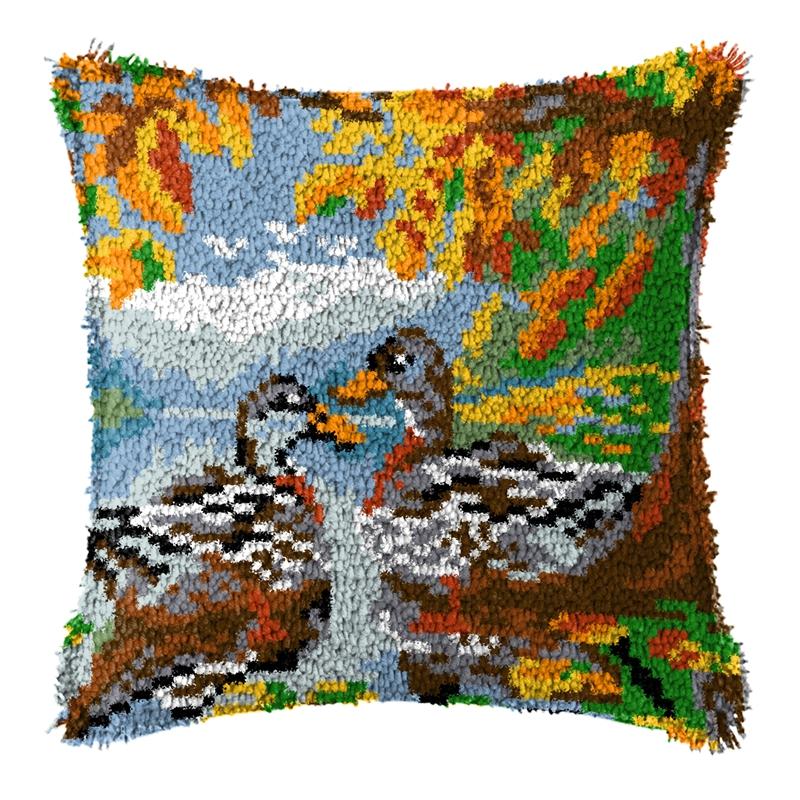 Diy Latch Hook Duck Rabbit Cushion Pillowcase Canvas Crocheting Carpet Embroidery Pillow Latch Hook Kit Knitted Knot Carpet Deco