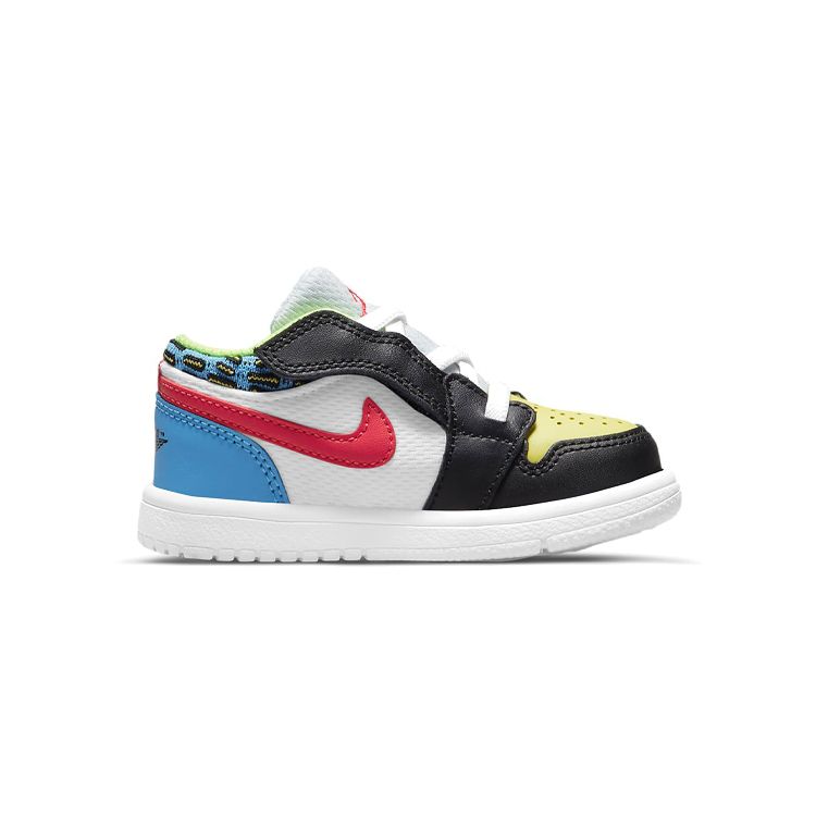 Air Jordan 1 Low TD Funky Patterns Baby Sneakers White Black Light-Fusion-Red DH5928-006