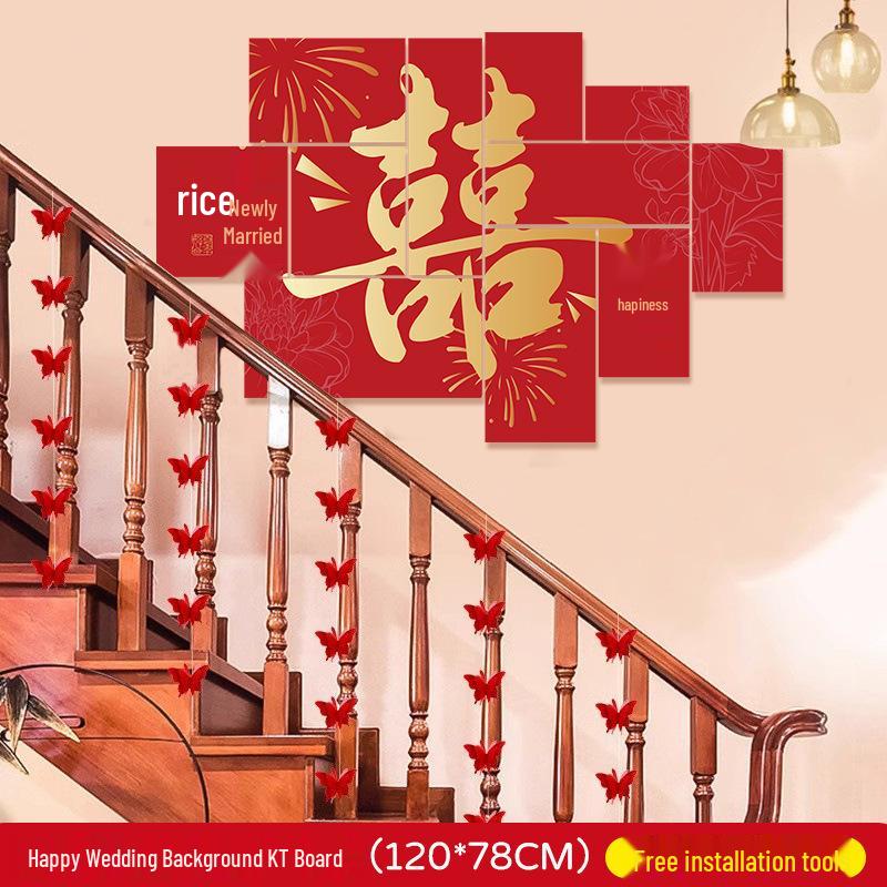 Wedding Festive Staircase Wall Decoration for Living Room and Newlywed Home