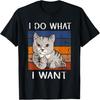 Funny Cat Flipping Off Middle Finger I Do What I Want Retro Men Women T-Shirt