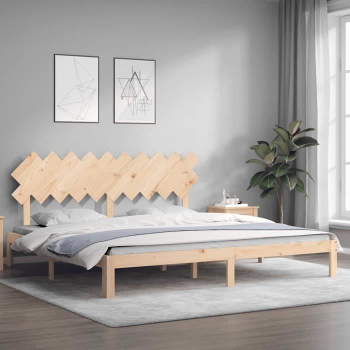 VidaXL Bed Frame with Headboard 200x200 Cm Solid Wood 3193746
