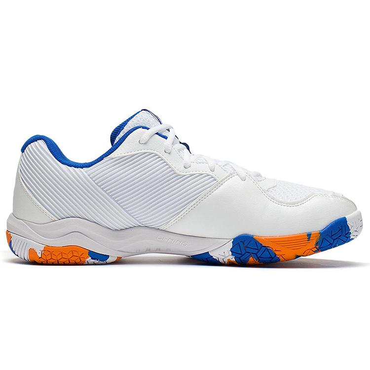 Li Ning 2 Comfortable Cushioning Slip Resistant Abrasion Resistant Low Top Badminton Shoes Unisex White Blue AYTS016-6