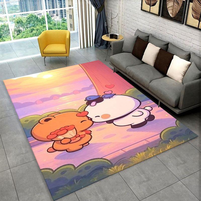 Cute Bubu Dudu Love Cartoon Bear Non-Slip Area Rug for Living Room,Bedroom,Playroom,Carpet Floor Mat Home Decor Rug Room
