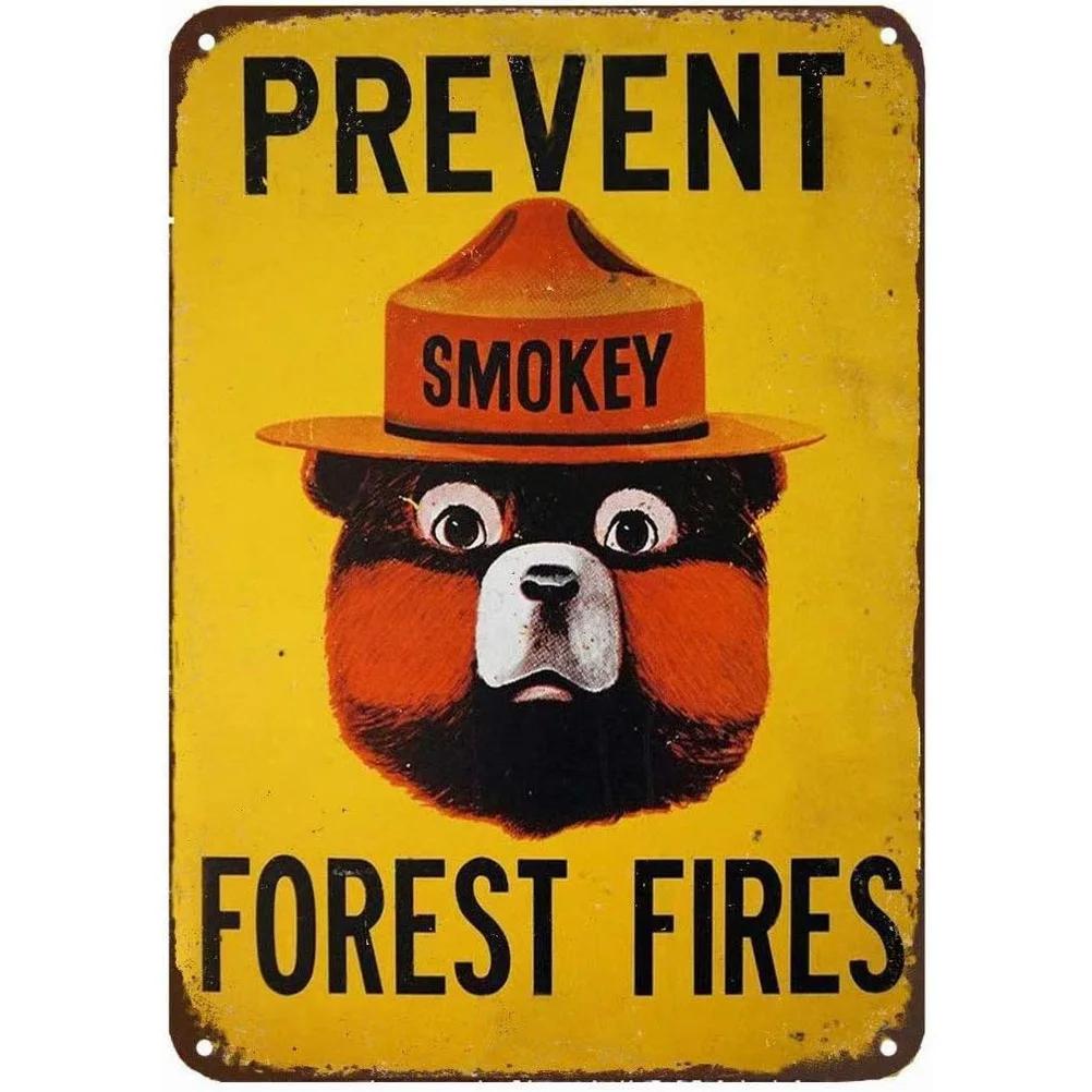 Warning Metal Tin Signs Plaque Prevent WildFires Wall Decoration Vintage Iron Painting Art Posters for Forest Home Cafe Club Bar