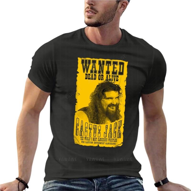Cactus Jack Wanted Dead Or Alive Mankind Mick Foley T-shirt Oversize per Abbigliamento Uomo Manica Corta Streetwear Top Taglie Forti