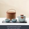 Portable Ru Kiln Kung Fu Tea Set: One Pot, Three Quick-Brew Cups, Perfect for Corporate Gifts