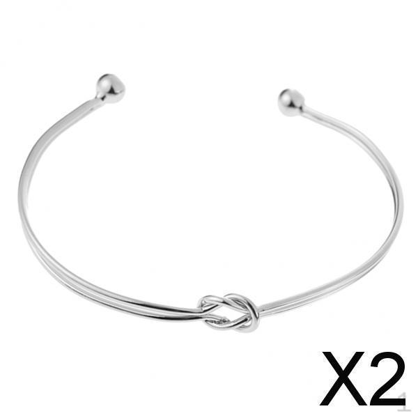 

2x Браслет с открытым манжетом Регулируемый Тонкий проволочный браслет Женские украшения Серебро