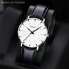 Men's Casual Quartz Watch with Calendar PU Strap, White Dial, Perfect for Business, Casual Accessories Minimalist Watch