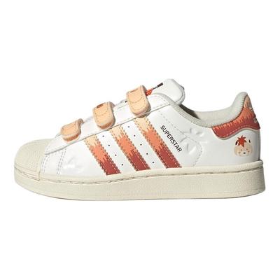 Originals Superstar 2 Bequeme Vielseitige Strapazierfähige Low-Top Kinder Skateschuhe Kinder Sneaker Weiß Orange JS2473
