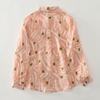 Dimanaf 2025 Casual Blouse Women Long Sleeve Linen Vintage Blouses Shirts Thin Tops Tees Loose Floral Tees
