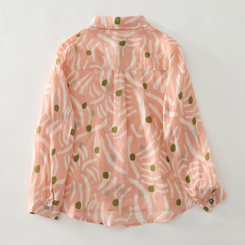 Dimanaf 2025 Casual Blouse Women Long Sleeve Linen Vintage Blouses Shirts Thin Tops Tees Loose Floral Tees