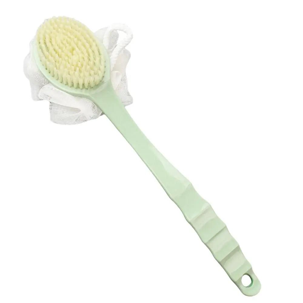2-in-1 Double-sided Bath Brush with Gentle Long Handle for Body Cleaning, Shower Soft Hair Exfoliating, Shower Brush