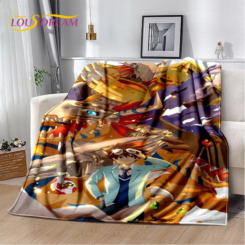 Cartoon Digimon Adventure Monster Soft Plush Blanket,Flannel Blanket Throw Blanket for Living Room Bedroom Bed Sofa Cover Child