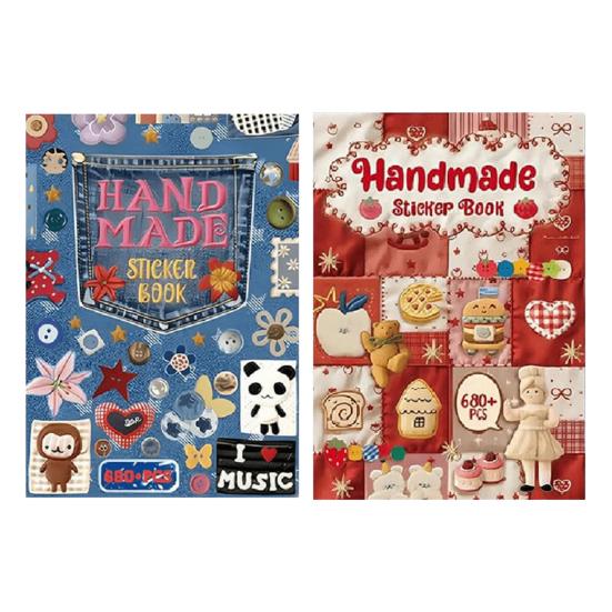 Kniha samolepek Realistická výšivková textura Samolepky Obsahuje 680 ks Roztomilé výřezové samolepky pro deníky Scrapbooking Plánovače