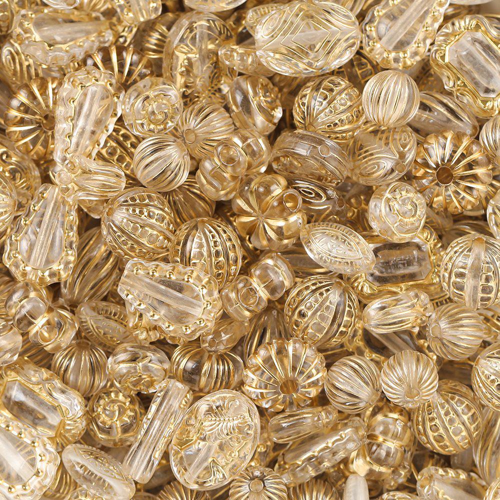 Acrylic Retro Gilded Czech Glass Beads for DIY Jewelry Making