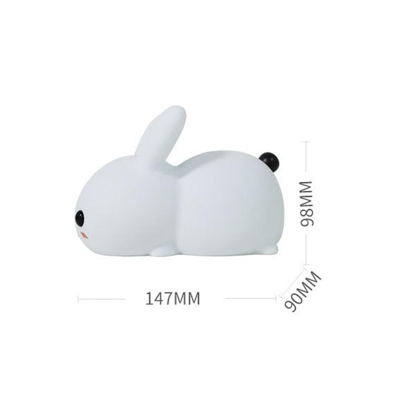 Novetly Silicone Jade Rabbit Led Night Light USB Charging Two-Tone Lights Cute Rabbit Pat Lamp Children's Night Companion