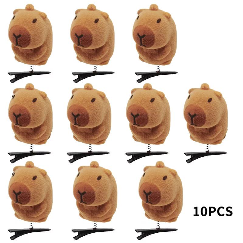 10Pcs Set Kapibala Hairpin Animation Sunglasses Capybara Headband Keychains Gifts For Guests Phone Bag Animal Pendants