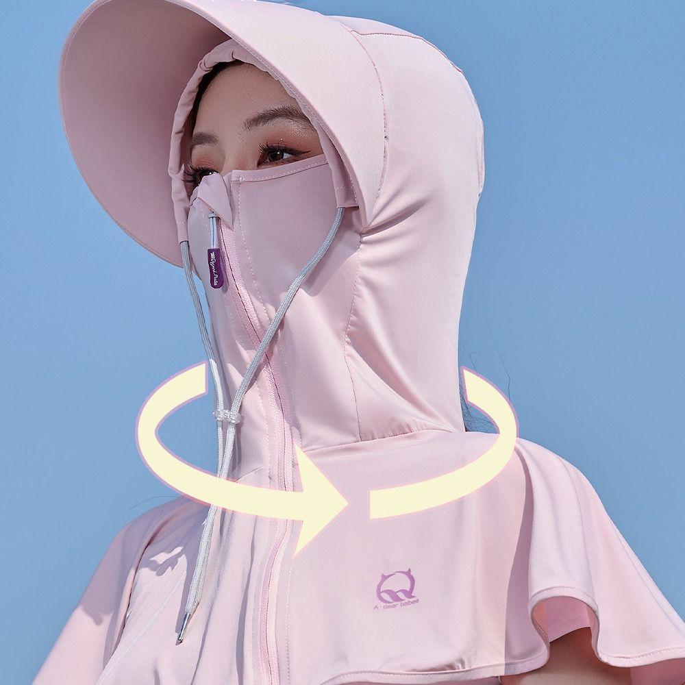 Vêtements de Protection Solaire Respirants Capuche Masque Châle Protecteur Anti-UV Chapeau Pour Femmes