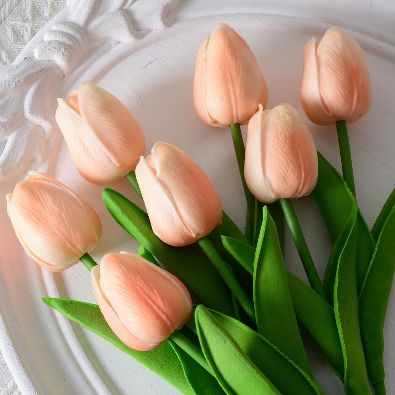 Mini PU Tulpen Künstliche Seidenblumen für Hochzeit und Heimdekoration