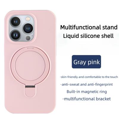 Kompatibel mit Apple iPhone 15 Pro Max, Magnetischer Ständer, Flüssigsilikon-Handyhülle, iPhone 17 mit Stützpunkt Schutzhülle