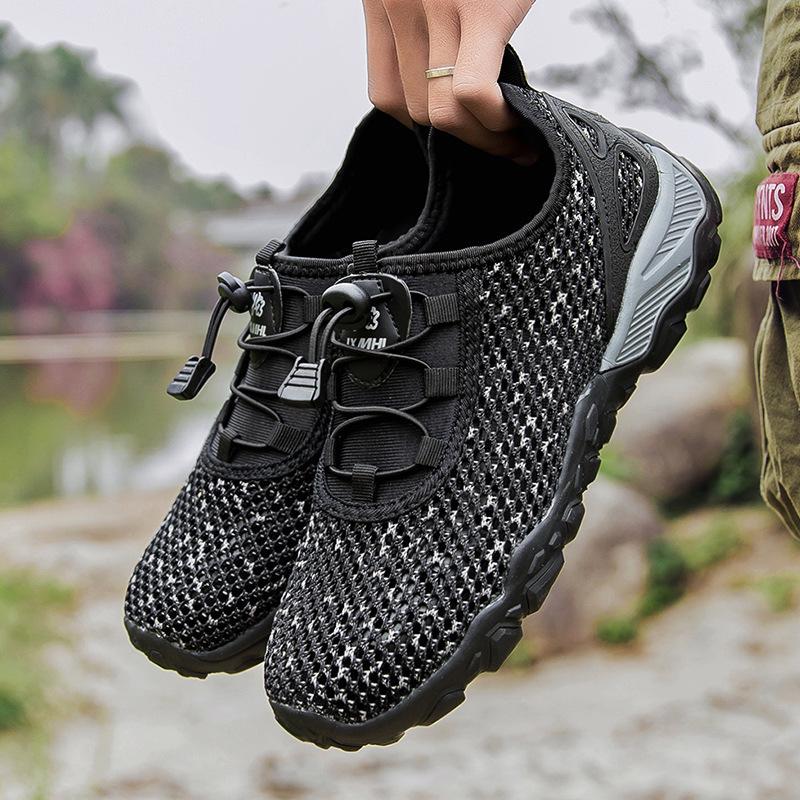Hiking shoes one pedal outdoor sports air-conditioning shoes mesh flat bottom breathable trend men's sports and leisure shoes