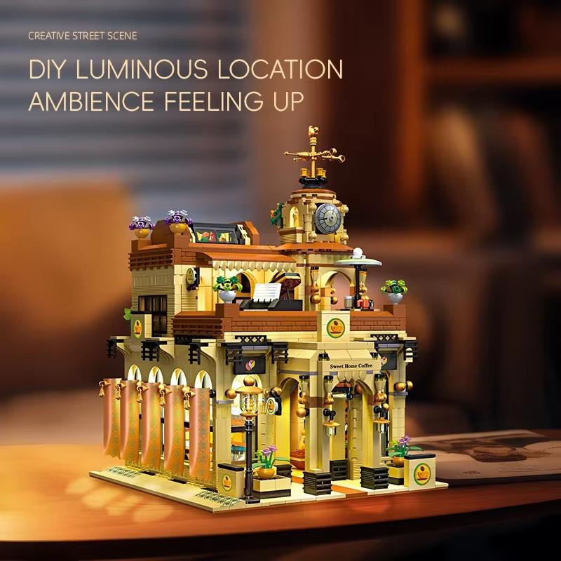 2987Pcs High-Standard Creative Urban-Region Top-Grade Coffee Superior-Grade Shop First-Class Assembly Top-Grade Construction-Blocks Top-Grade