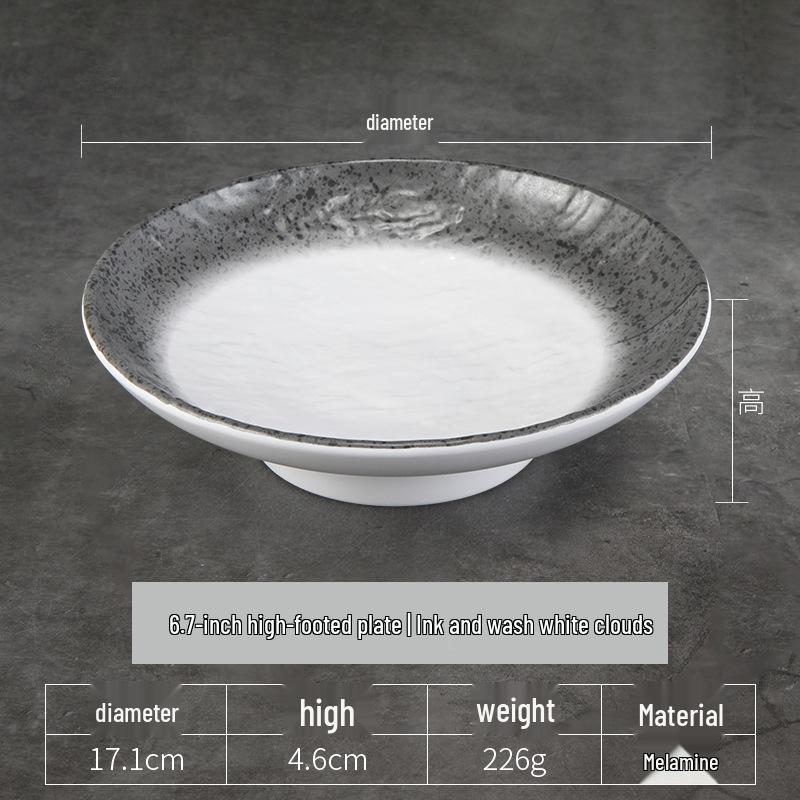 

Japanese High-Footed Melamine Plate Set for Restaurants and Hotels - Perfect for Salads, Desserts, Cold Dishes, and Tea Breaks.