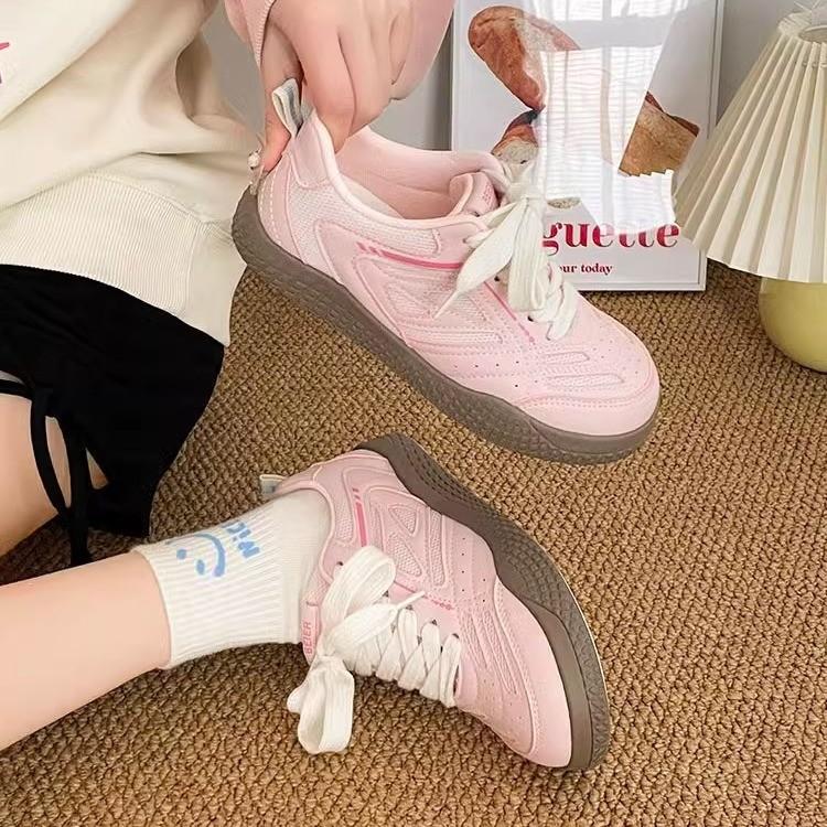 Dexun Double Mesh Shoes Ugly Cute Autumn New Chic Niche Breathable Sports Forrest Gump Little White Shoes Flat Bottom Round Head