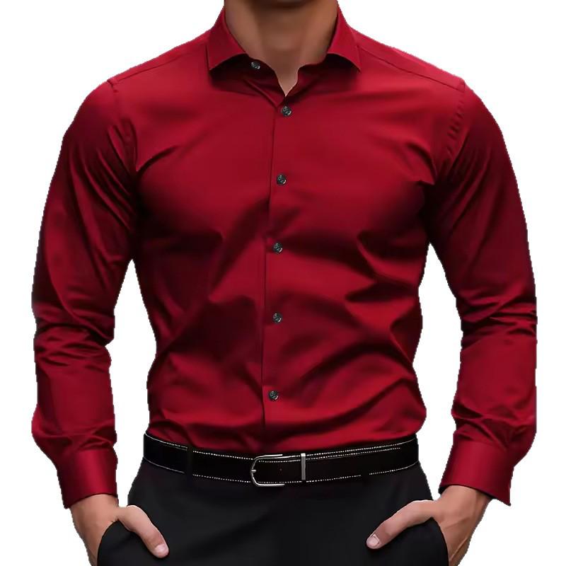 Camisa de Negocios de Manga Larga para Hombre sin Planchar - Antiarrugas y Ropa Casual de Verano