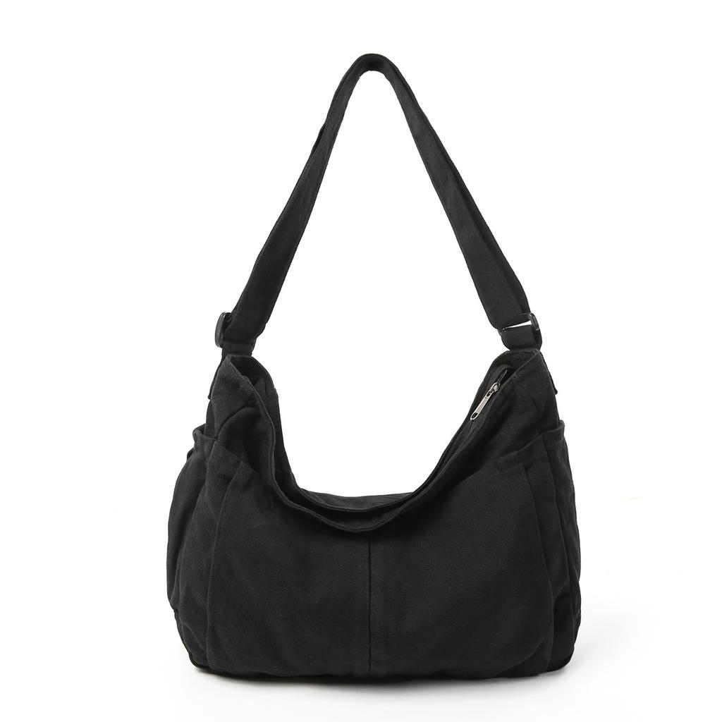 Washed Canvas Messenger Bag Female Retro Literary Lazy Wind Tote Bag College Student Commuting Shoulder Bag Mailman Bag Male