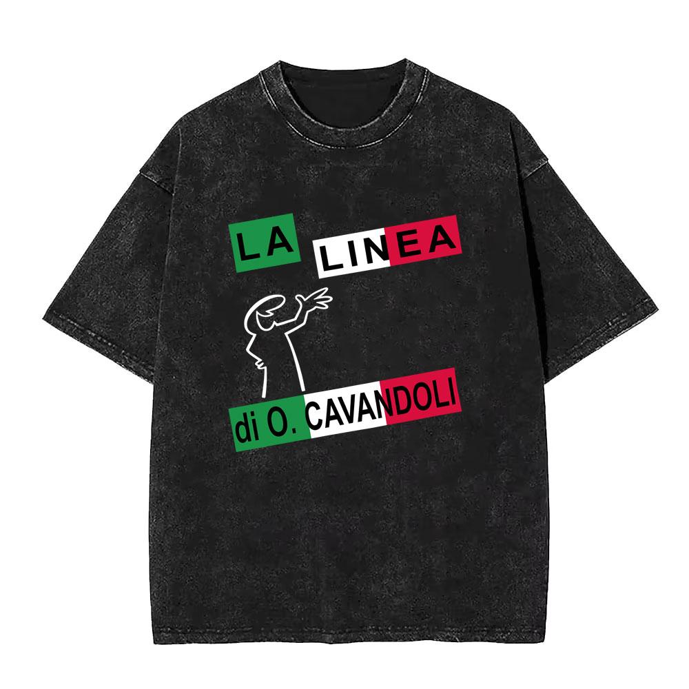 Washed Vintage Osvaldo Cavandoli La Linea Funny Graphic Tshirts Men Women Clothing Anime Oversized Short Sleeve Tops T Shirts