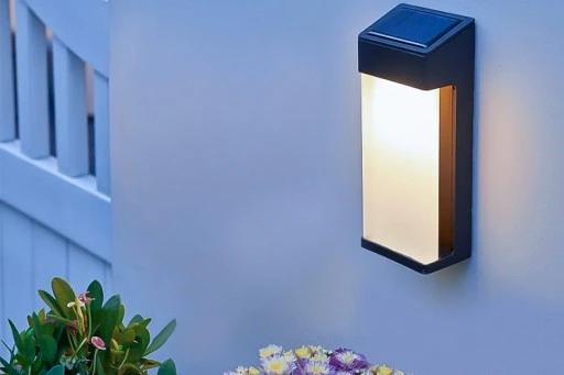 Lampa Solarna Led Elewacyjna Zewnętrzna Ścienna Kinkiet Czarny Matowy Ip65