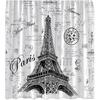 Eiffel Tower Shower Curtain Retro Hand-Painted Postmar Seal France Romantic European Paris City Architectural Cultural 70" L x 70" W Bathroom Decor