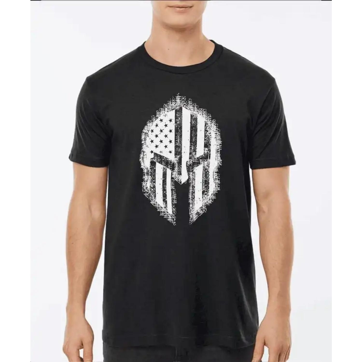 

AMERICAN SPARTAN T-shirt Cotton Vintage Round Neck Men Women Streetwear Tees Short Sleeve S чёрный