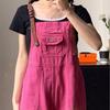 2024 Women's Retro Dragon Fruit Red Wide-Leg Summer Overalls