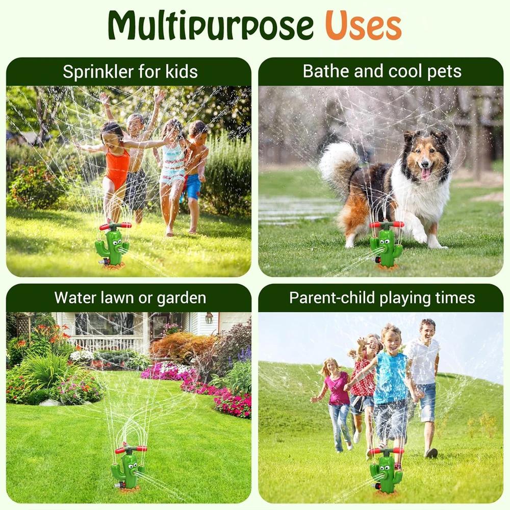 Cactus Sprinkler Outdoor Water Spray Toy Backyard Garden Water Toys Summer Yard Cartoon Splash Sprinkler Baby Bath Toy for Kids
