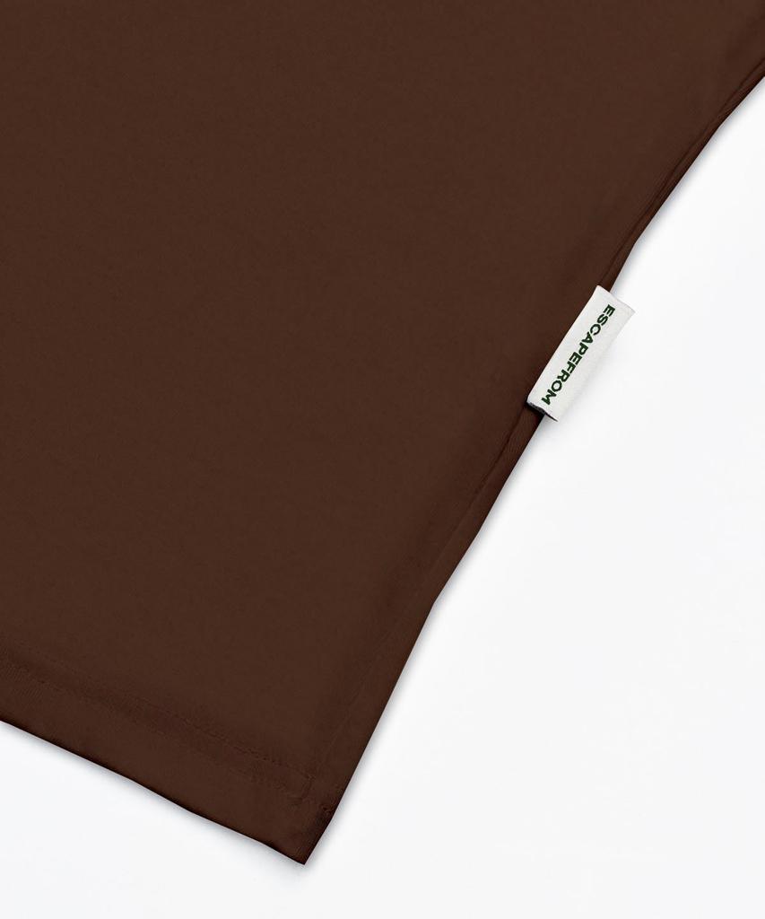 ESCAPEFROM Logo Assembly Print Oversized Short Sleeve T-Shirt Brown