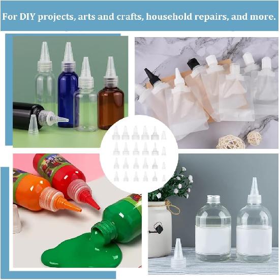 OLYCRAFT 48Pcs Squeeze Bottle Caps 18/20/24/28mm White Squeeze Bottle Cap Replacement Plastic Bottle Squeeze Heads Plastic Twist Bottle Caps for