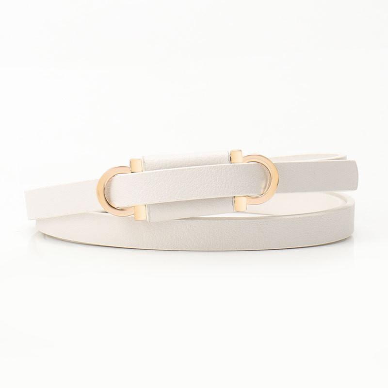 Womens Minimalist Fake Leather Belt With Gold Alloy Buckle For Casual Dress And Sweater Outfits