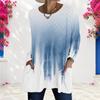 Women Plus Size Round Neck Long Sleeve Printed Loose Longline T Shirt With Pockets