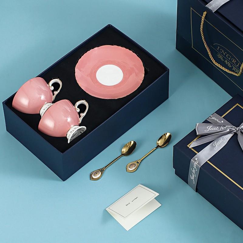 Light Luxury Bone China Coffee Cups And Saucers, High-End Exquisite Household Afternoon Tea Set, Cup Couple Cup Gift Box.